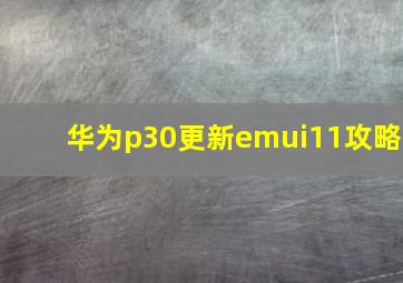 华为p30更新emui11攻略