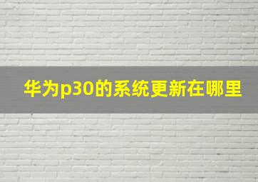 华为p30的系统更新在哪里