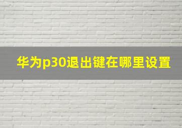 华为p30退出键在哪里设置