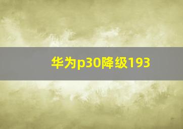 华为p30降级193