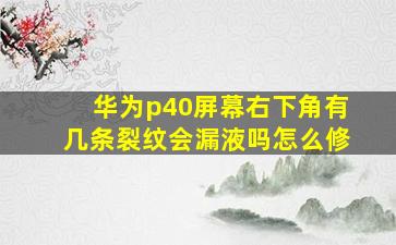 华为p40屏幕右下角有几条裂纹会漏液吗怎么修