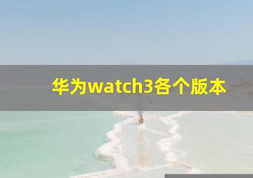 华为watch3各个版本