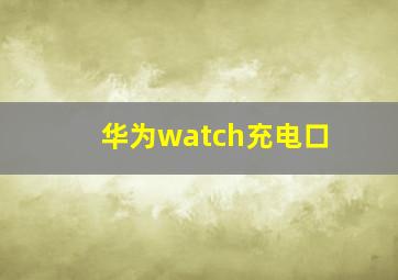 华为watch充电口