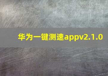 华为一键测速appv2.1.0