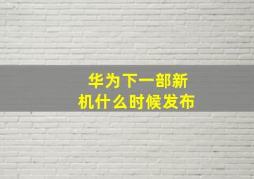 华为下一部新机什么时候发布