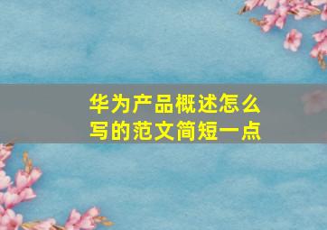 华为产品概述怎么写的范文简短一点