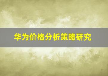 华为价格分析策略研究