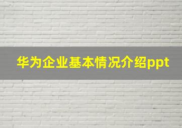 华为企业基本情况介绍ppt