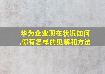 华为企业现在状况如何,你有怎样的见解和方法