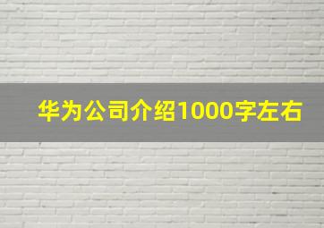 华为公司介绍1000字左右