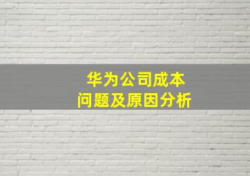 华为公司成本问题及原因分析