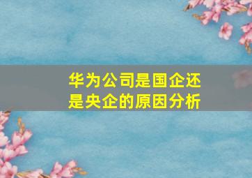 华为公司是国企还是央企的原因分析