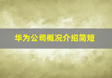 华为公司概况介绍简短