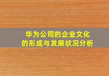 华为公司的企业文化的形成与发展状况分析