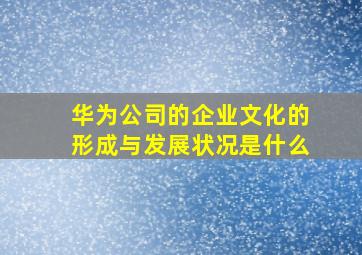 华为公司的企业文化的形成与发展状况是什么