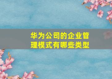 华为公司的企业管理模式有哪些类型