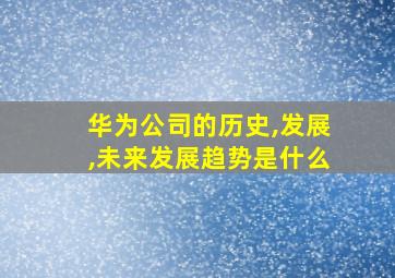 华为公司的历史,发展,未来发展趋势是什么