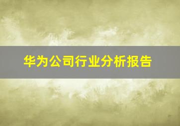 华为公司行业分析报告