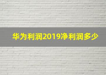 华为利润2019净利润多少