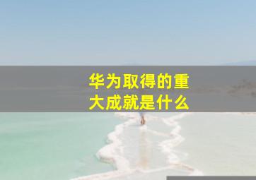 华为取得的重大成就是什么