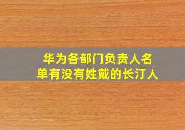 华为各部门负责人名单有没有姓戴的长汀人