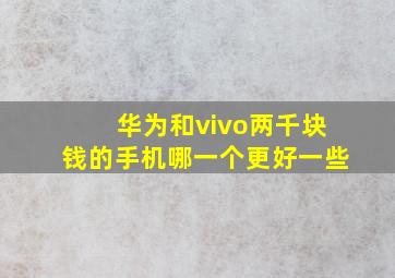 华为和vivo两千块钱的手机哪一个更好一些