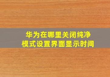 华为在哪里关闭纯净模式设置界面显示时间