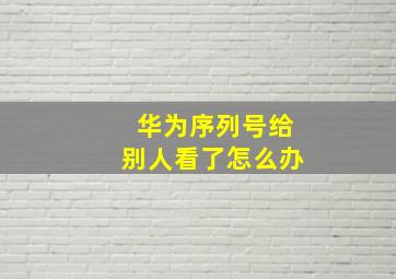 华为序列号给别人看了怎么办