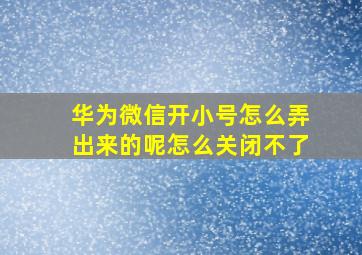 华为微信开小号怎么弄出来的呢怎么关闭不了