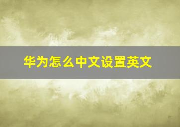 华为怎么中文设置英文