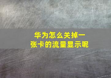 华为怎么关掉一张卡的流量显示呢