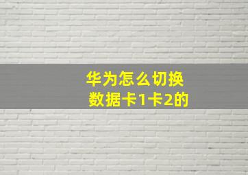 华为怎么切换数据卡1卡2的