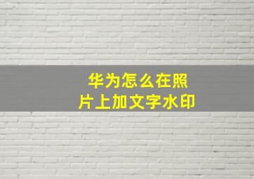 华为怎么在照片上加文字水印