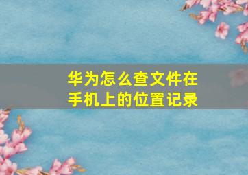 华为怎么查文件在手机上的位置记录