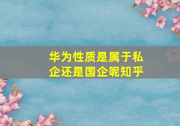 华为性质是属于私企还是国企呢知乎