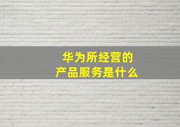 华为所经营的产品服务是什么