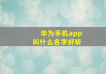 华为手机app叫什么名字好听