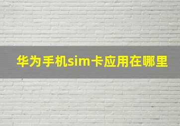 华为手机sim卡应用在哪里