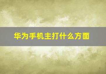 华为手机主打什么方面