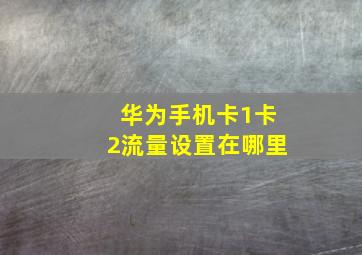 华为手机卡1卡2流量设置在哪里