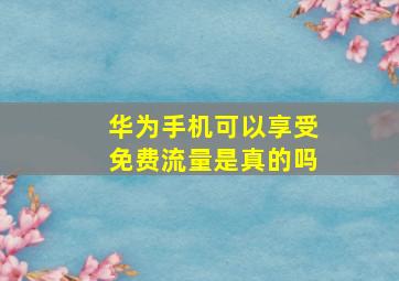 华为手机可以享受免费流量是真的吗