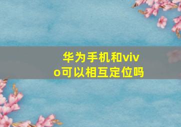 华为手机和vivo可以相互定位吗