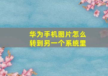 华为手机图片怎么转到另一个系统里