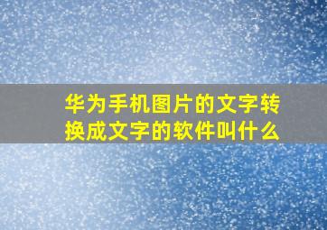 华为手机图片的文字转换成文字的软件叫什么