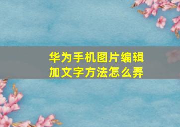 华为手机图片编辑加文字方法怎么弄