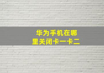 华为手机在哪里关闭卡一卡二