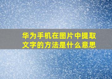 华为手机在图片中提取文字的方法是什么意思