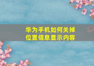 华为手机如何关掉位置信息显示内容