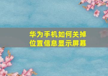 华为手机如何关掉位置信息显示屏幕