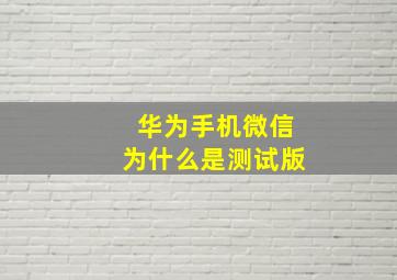 华为手机微信为什么是测试版